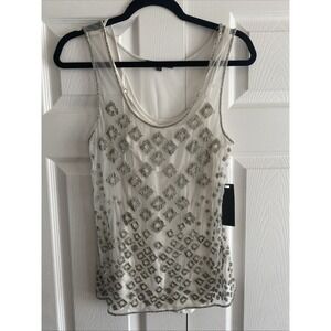 Matty M Womens XS Beaded White Tank NEW
